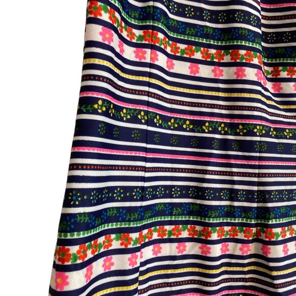 Vintage 60s Nelly Don Floral Stripe Shirt Dress USA Made ILGWU Tag Size Medium - Picture 12 of 16